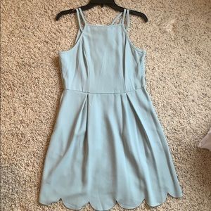 NEW Short Sky Blue Scalloped Dress with Pockets